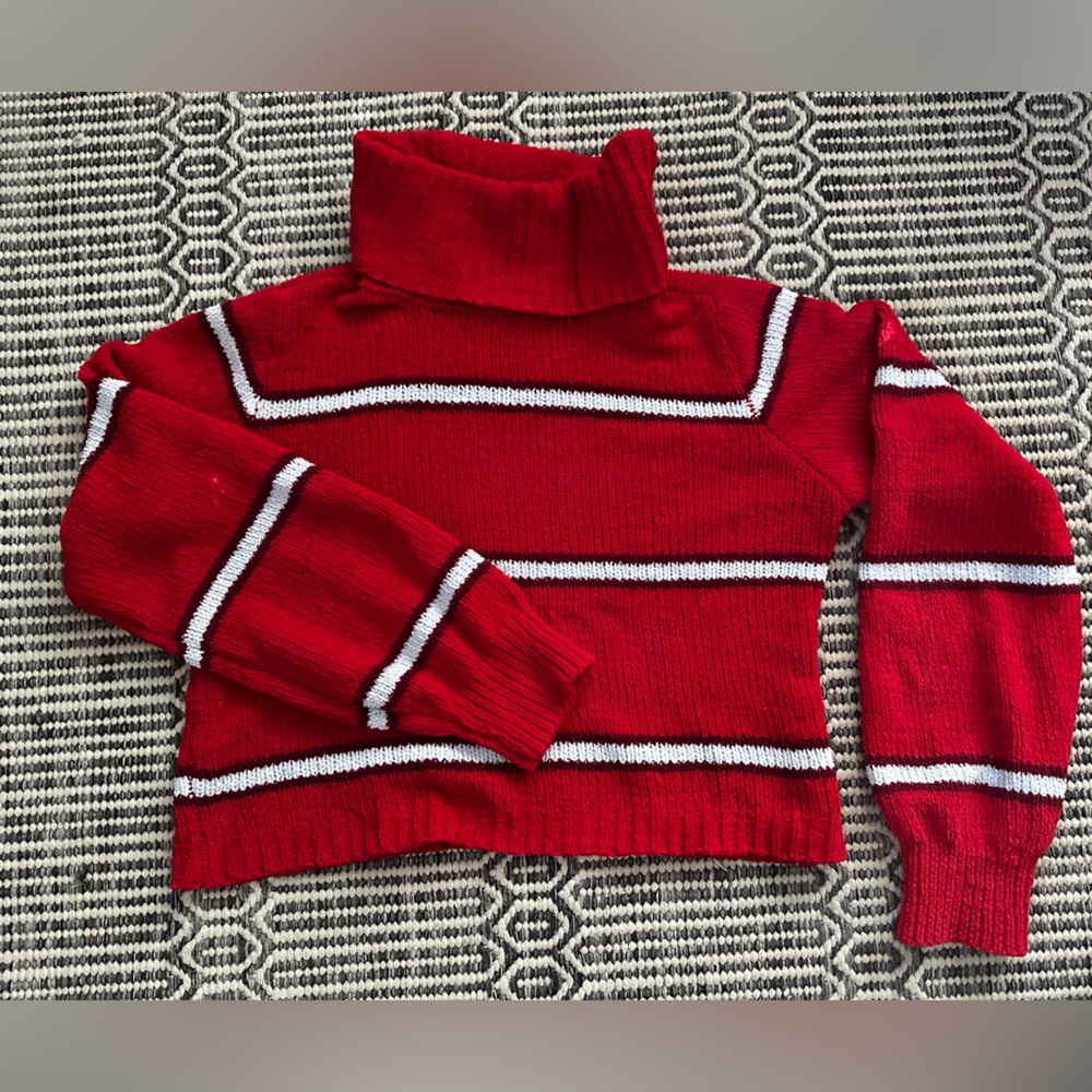 Wild Fable Red Striped Turtleneck Sweater M